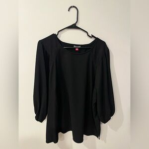 Vince Camuto Textured Black 3/4 Peasant Sleeve Top with Open Round Neck Size 2X